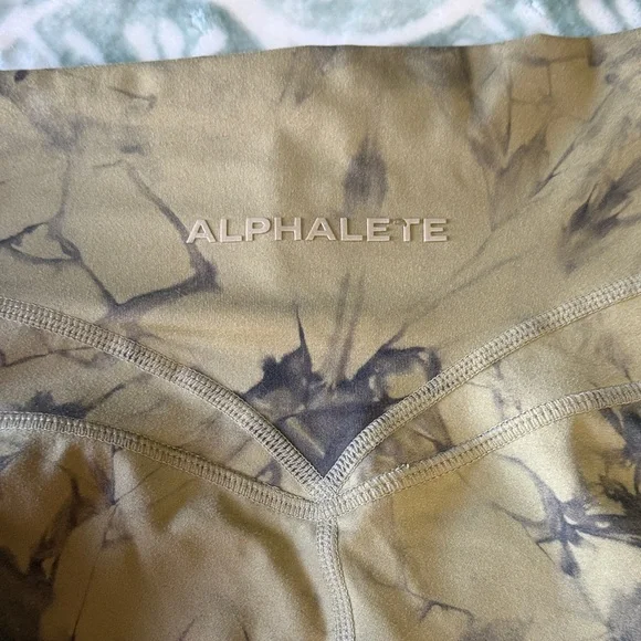 Alphalete Alphalux Pocket Leggings Tie Dye Cactus Green Brown Small - Picture 3 of 6